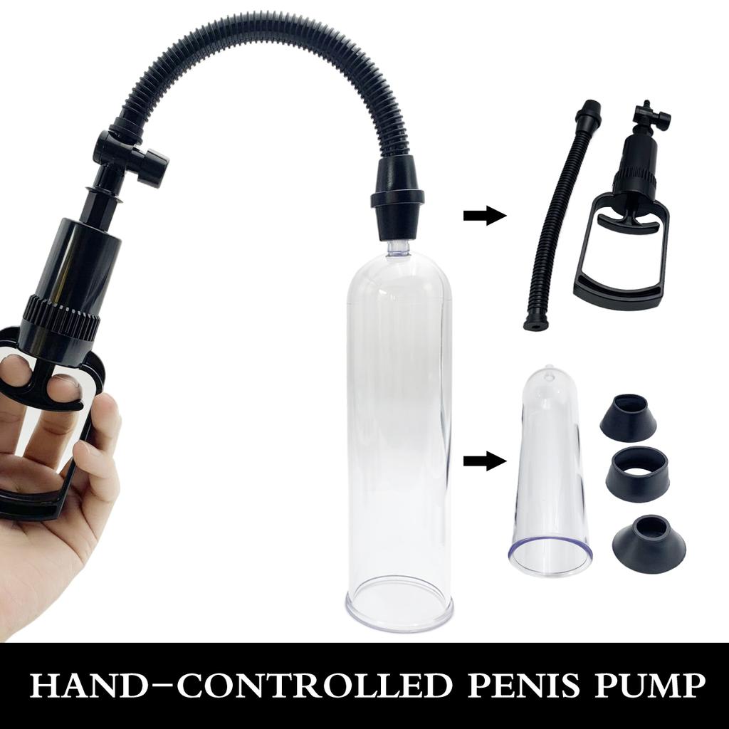 3 Sizes Hand-Controlled Penis Pump Sucking Massage Masturbation Penis Head Stimulation Fun Flirtation Stimulation Adult Sex Toys