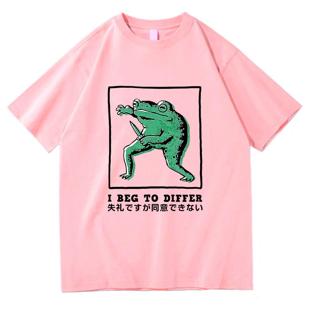 I Beg To Differ Frog T Shirt Funny Japanese Frog Retro Women Clothing Harajuku Clothes Summer Cotton T Shirts Tops