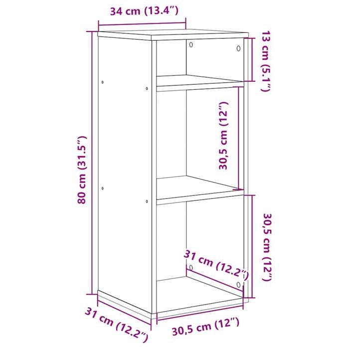 VidaXL Bibliothèque blanc 34x31x80 cm bois d'ingénierie, armoire de rangement, étagère de rangement, unité de rayonnage, 860274