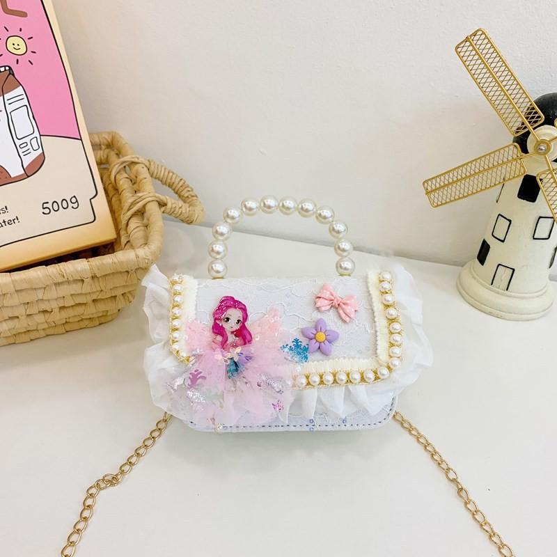 Adorable Princess Pearl Handbag For Girls With Cute Lace And Design Bow