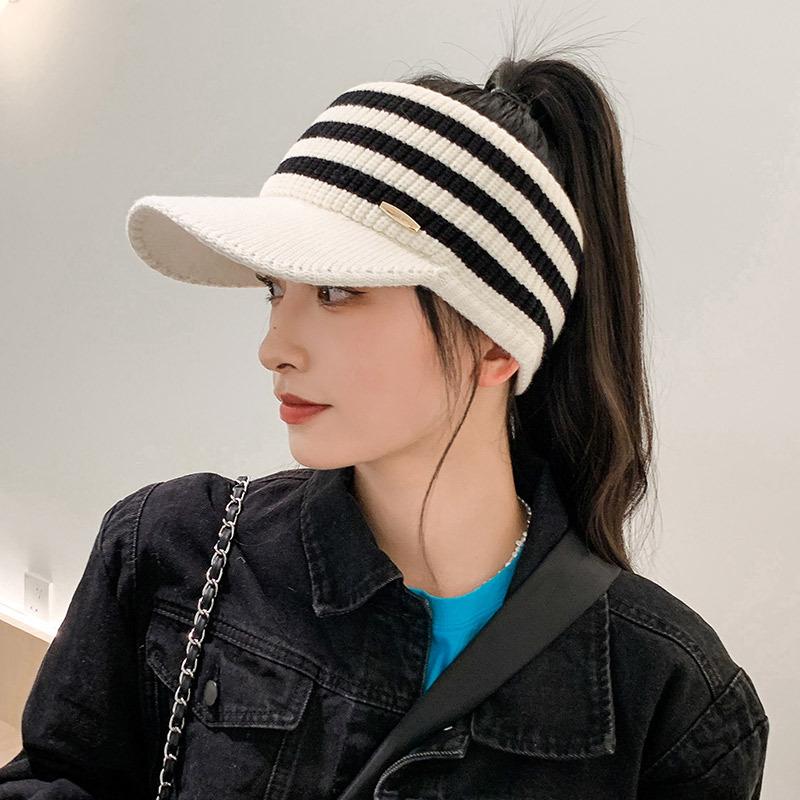 Fashion C letter knitted cap, women's autumn and winter, warm and cold-proof sports and leisure, thin face wool hat