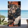 Vintage Tiger Floral Beach Towel Large Soft Absorbent Towel Boho Ethnic Style Animal Print Quick-Dry Lightweight Towel