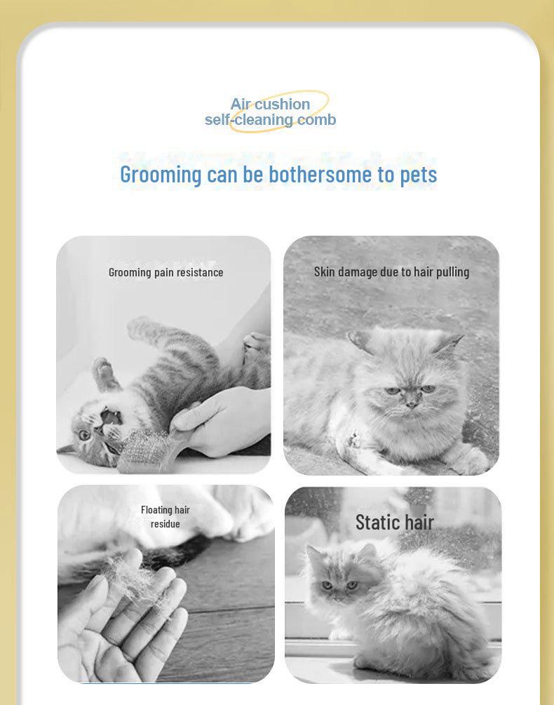 Pet Grooming Massage Comb with One-Button Spray for Cats and Dogs - Effortlessly Removes Loose Hair