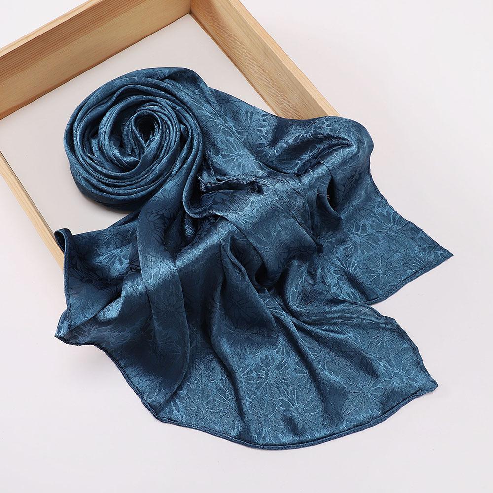 Elegant Women Silk Scarf Satin Solid Flower Wrap Shawl Sunscreen Bandana Hijab Mujer Scarve Pareo Beach Boho Headscarf Sweet New