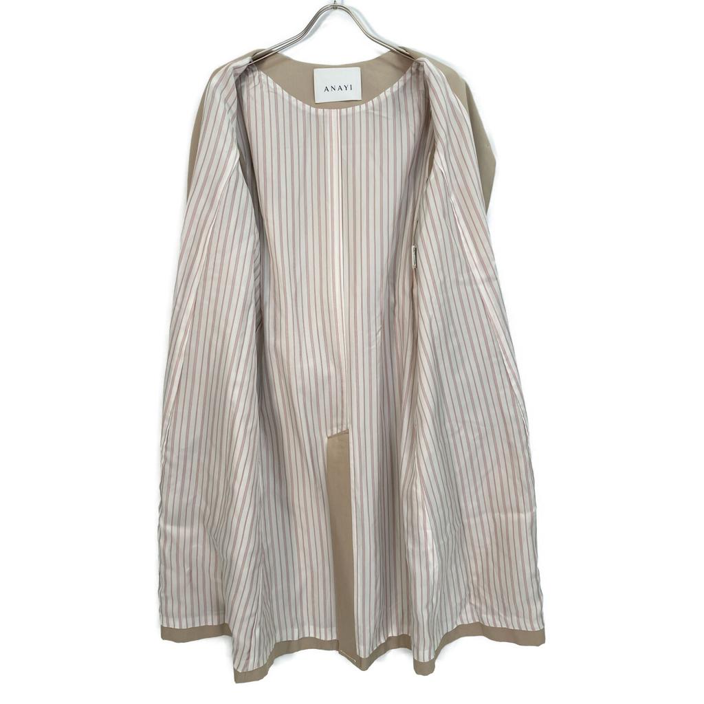 ANAYI 21 Year Old Beige Cotton Hasui Gabardine Crew Coat Coat 34 beigeUsed