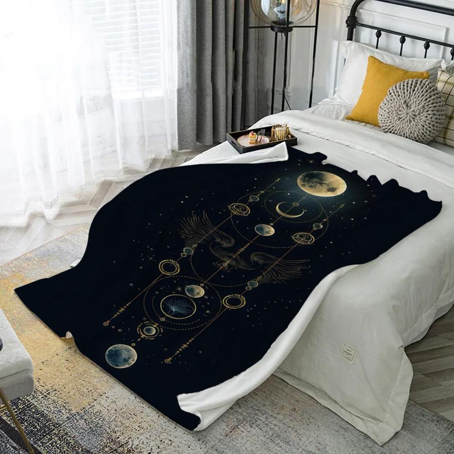 Cosmic Starry Blanket Microfiber Flannel Cover Blanket Bedroom Living Room Sofa Soft And Comfortable Home Decoration