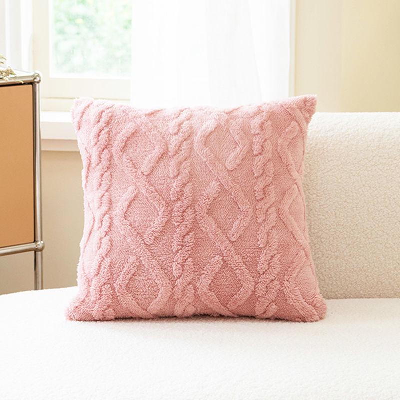 Modern Double-Sided Taffeta Plush Pillow Cover for Autumn/Winter - Sofa & Bedside Waist Support Cushion
