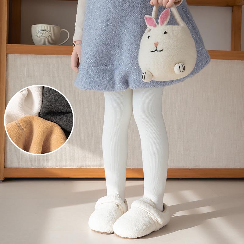 Girls' Super Thick Cotton Striped Leggings - Warm, Extra Thick Tights for Autumn & Winter