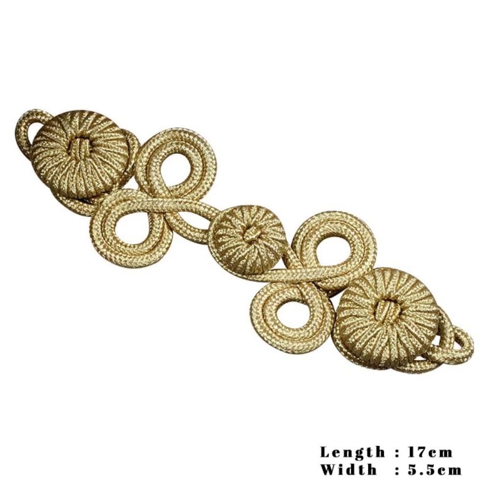 Handmade Chinese Knot Buttons Golden Cheongsam Buttons Traditional Gold Lace Trim Clasps  DIY Craft
