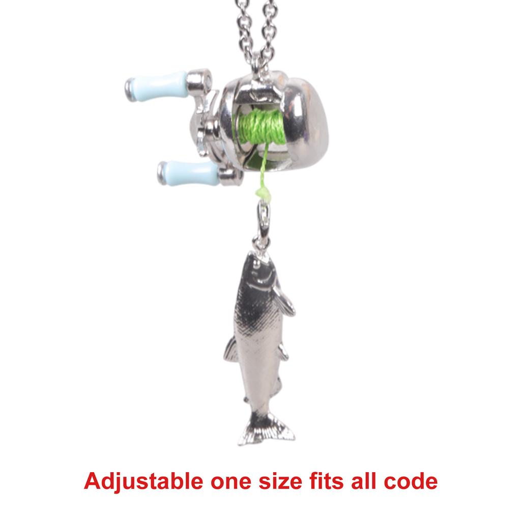 Collana con Ciondolo Attrezzatura da Pesca Miniaturizzata da Collezione Catena Regolabile Gioielli Regalo Unico Per Pescatori