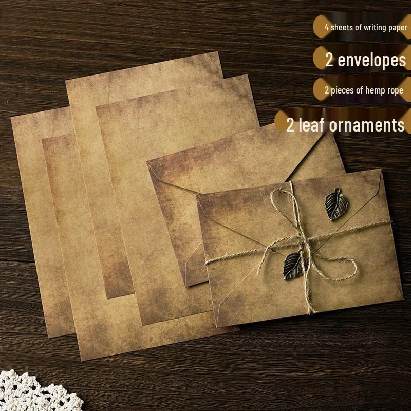 Nostalgic A5 Love Letter Set with Kraft Paper and Hemp Rope Ornament