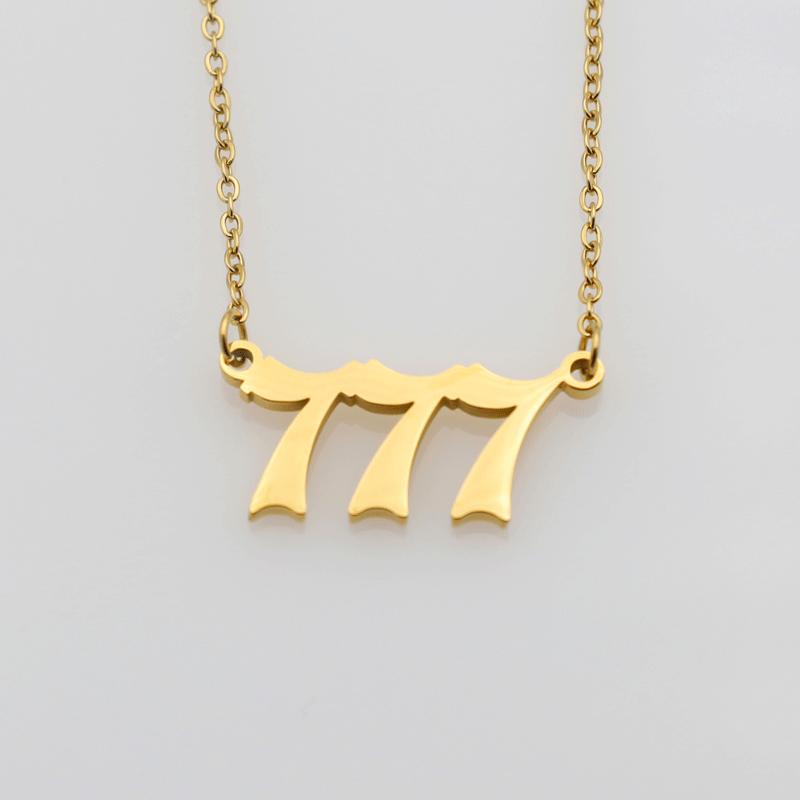 Statement Angel Number 7 Gold Pendent Chain Necklace Choker For Women Summer Stainless Steel Girl Necklace Fashion Jewelry
