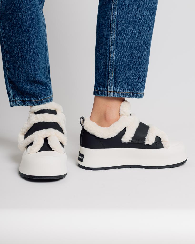 Platform Boots Allsy 203311 36 Black and White Leather Bike