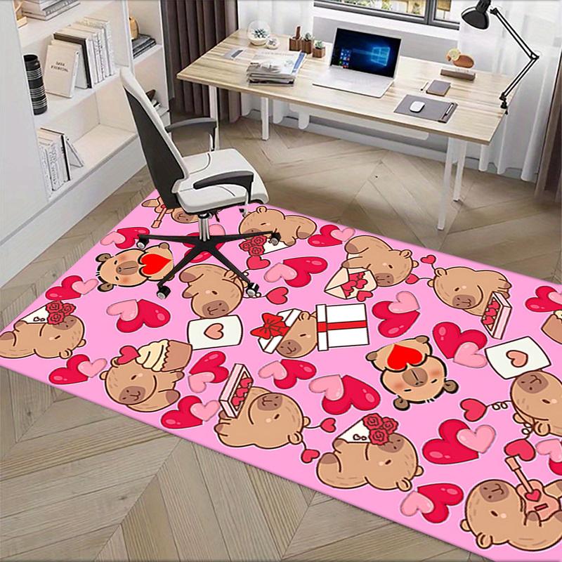 Chair Mat: Cute capybear Heart Chair Mat for Office Carpet Large Size Home Decor, Sofa Rug, Desk Pad Gift for Bedroom, Living Room, and All Rooms