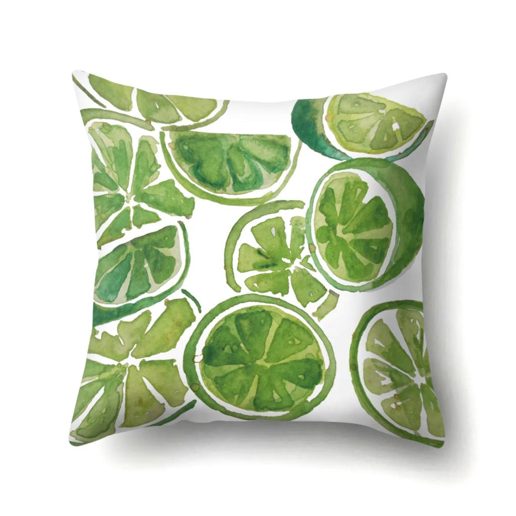 Dekorativer Kissenbezug mit Wassermelonen-Erdbeer-Kiwi-Zitronen-Motiv, Obstmuster, Kissenbezug, Heimdekoration für Sofa, Bett, Wohnzimmer, 45 x 45 cm