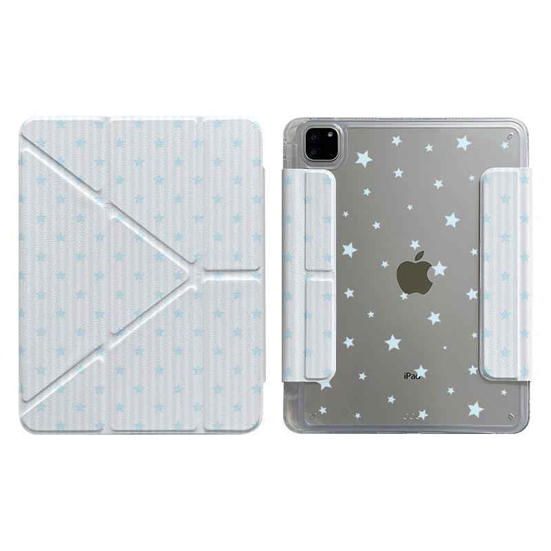 Ins Style Striped Star Flip Case IPad 10th 11th Gen Air 4 5 6 Mini 7 With Sleep Wake Support Drop Protection