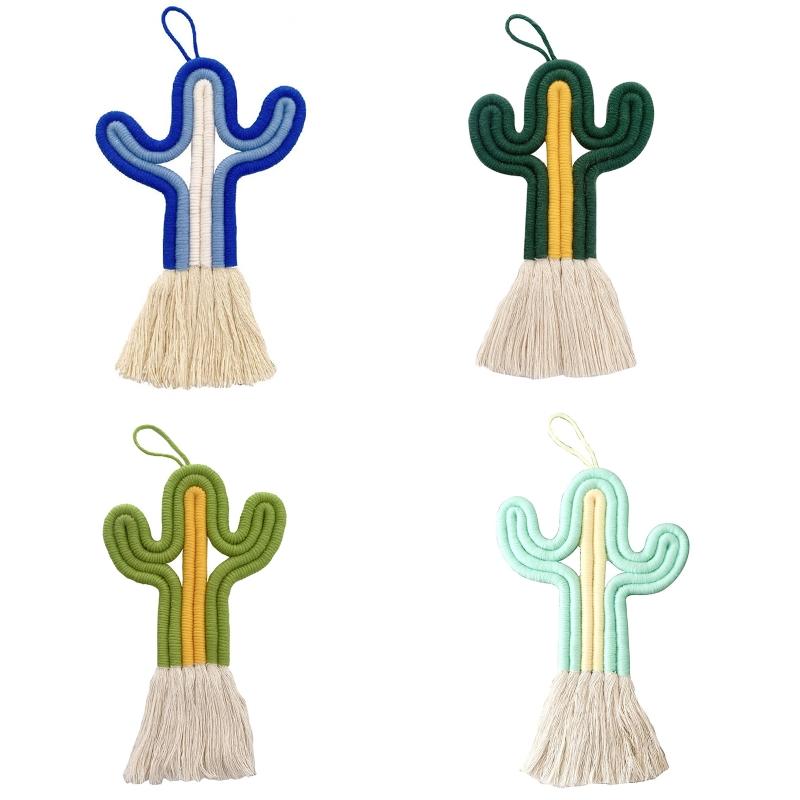 Cactus-shape Garden Ornament Wall Hanging Ig Bohemian Macrame Rainbow Wall Decor Handmade Macrame Rainbow Cactus-shape