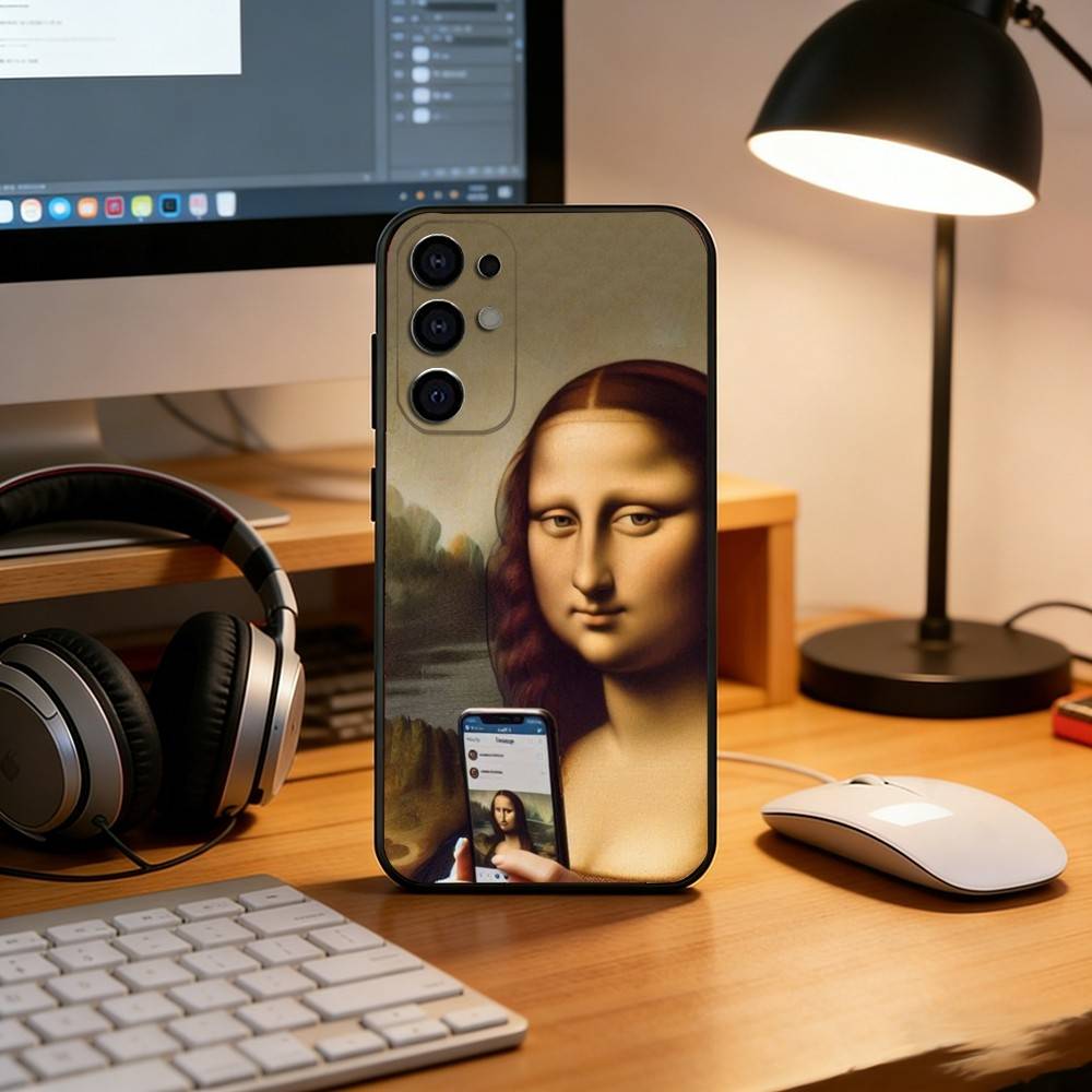A ridiculous Mona Lisa meme  Phone Case Black Silicone Soft For Samsung S25,S24,S21,S22,S23,S30,Ultra,S20,Plus,Fe,Lite