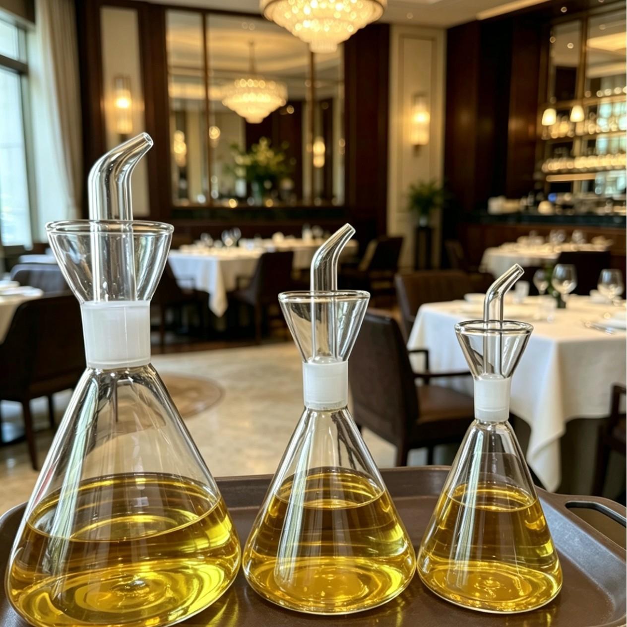 

Frosted High Borosilicate Glass Oil and Vinegar Control Bottles for Kitchen Use Small Pouring Spout
