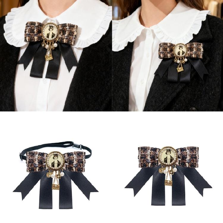 Lightweight Alloy Ribbon Brooch Pin Bowtie Vintage British Charm Corsage Pin For Outerwear Travel Outfits