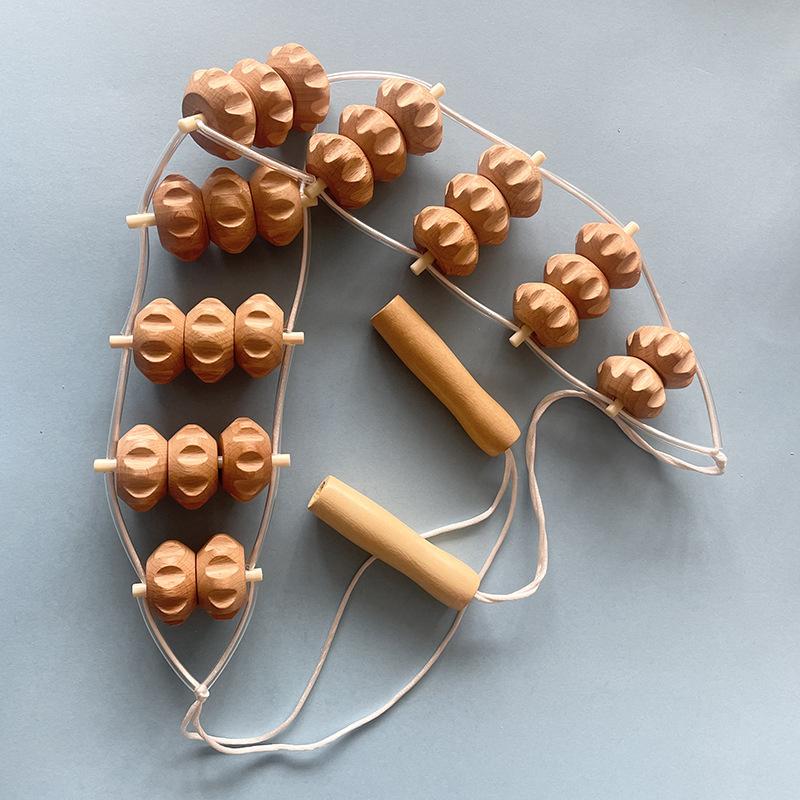 Wooden Back Massage Roller Meridian Manual Lymphatic Drainage Tool Deep Tissue Muscle Pain Relief for Body Neck Leg