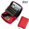 Card bag, leather RFID Japanese change bag, zipper card cover, women's organ card bag, large capacity