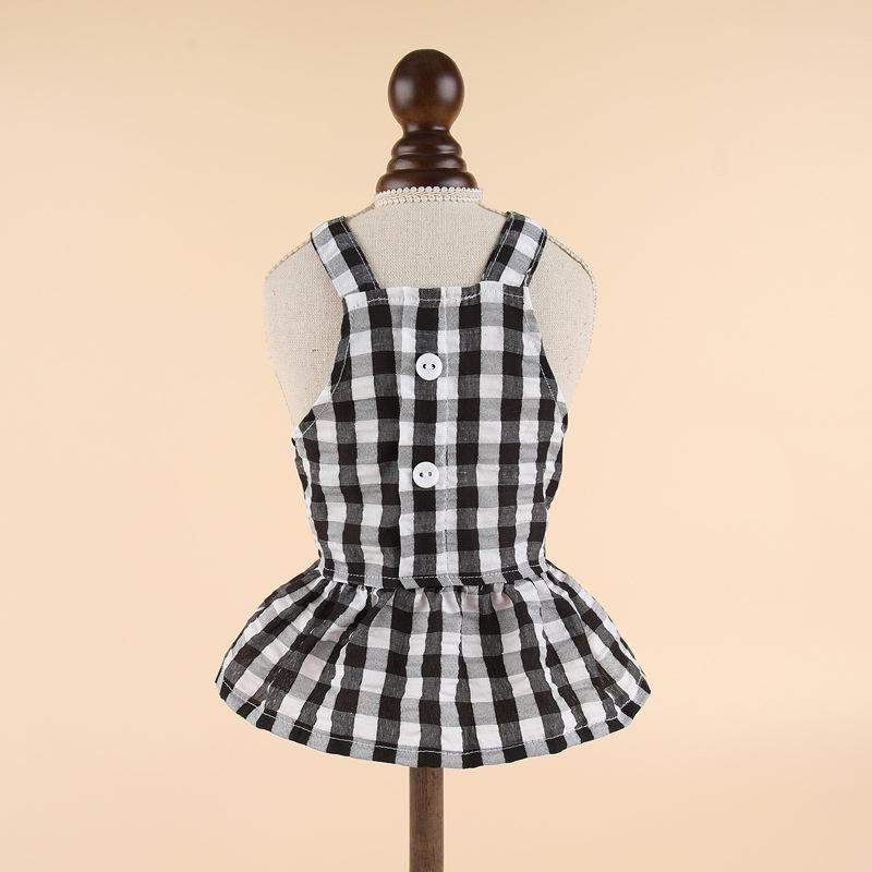 Suspender Large Checked Skirt Pet Cat Dog Spring Summer Thin French Dou Corgi Teddy Pomeranian Bear Clothing Spring