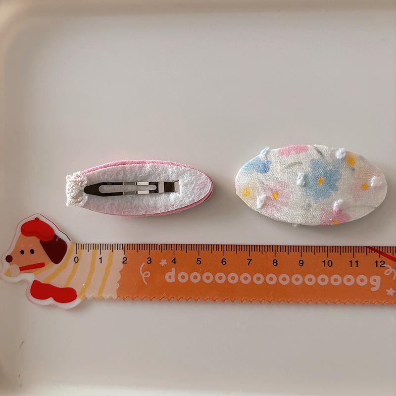 Korean Sweet Versatile Fabric Plaid Children's Bangs Bb Clip Girls Embroidery Cute Cherry Headwear Girls Kids Hair Accessories