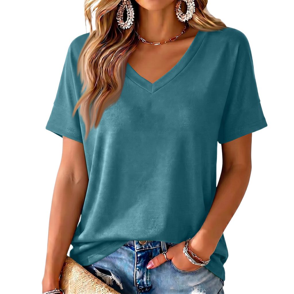 Women's V-Neck Printed Blouse, Lightweight Spring Summer Top
