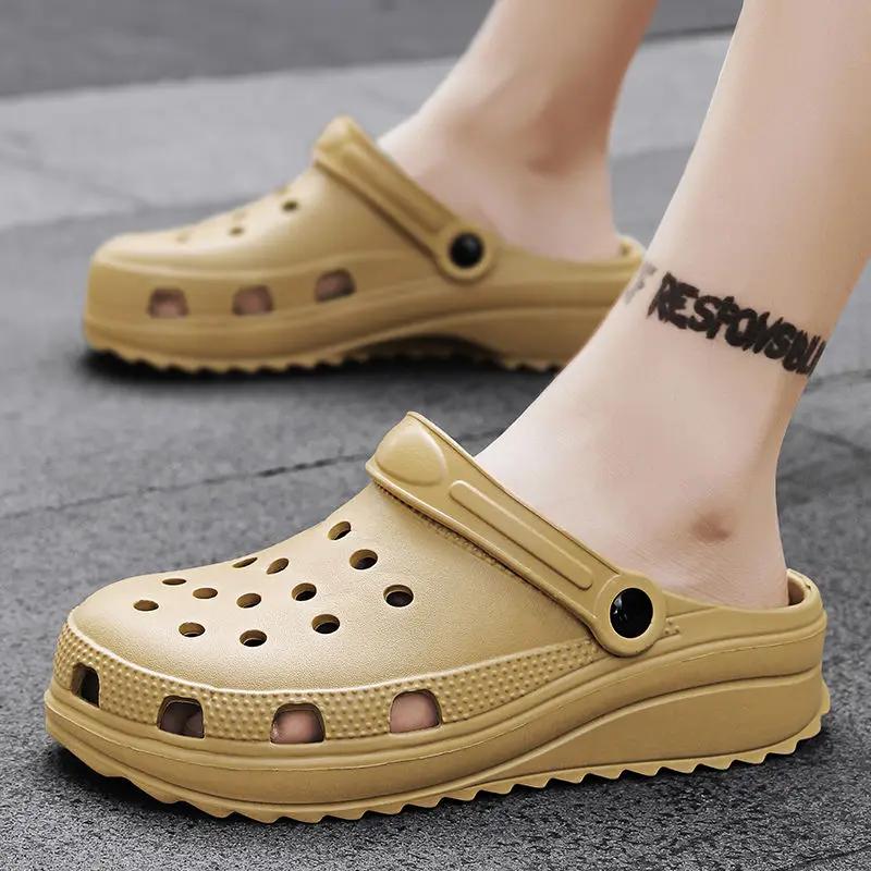 

Модные сабо Мягкие пляжные мужские тапочки Платформа Отверстие Y2k Мужская обувь Маскулино Низкая цена Стиль 2025 ПВХ Веселые Эва Элегантные шлепанцы Слайды 45