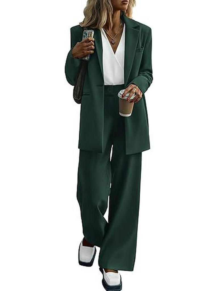 2025 Women's Autumn/Winter Fashion: Elegant Solid Color Suit & Pants Set