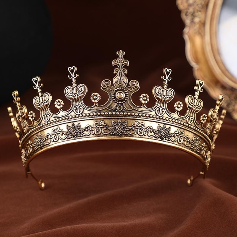 Stylish Metal Crowns Headbands Tiaras Crownpiece for Women Bridal Shower Baroque Hairhoop for Wedding and Evening Parties