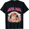T-shirt Alpha Mâle Chaton Drôle Arc-en-ciel Floral