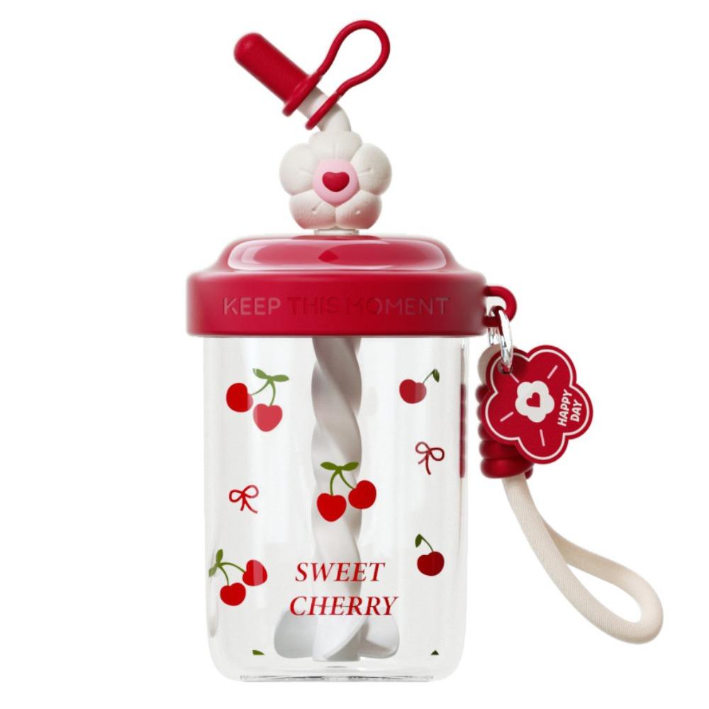 580ML Drinking Cup With Straw Stirring Cup Kawaii Whey Protein Shaker Bottle  Fruit Juice