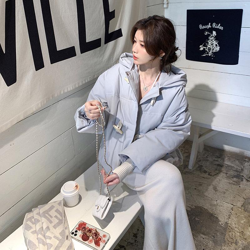 

Corner buckle short down jacket women s 2025 winter new fashionable sweet hooded small thin warm coat One Size