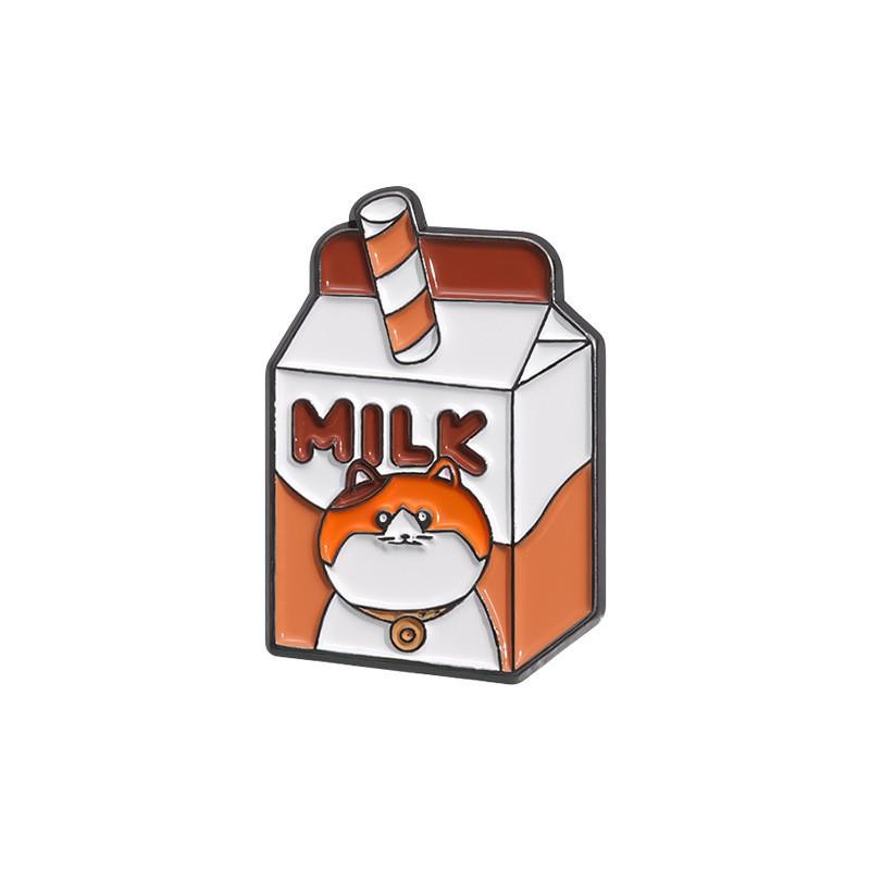 Milk Box Stylish Brooches Creative Alloy Pins For Trendy Men And Women Perfect For Summer 2024 Fashion