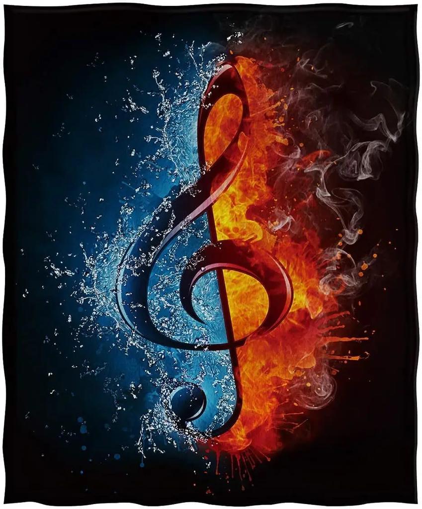 Music Blanket Gift, Abstract Piano Music Notes Decorative Home Fur Blanket, Soft and Comfortable Lightweight Blanket