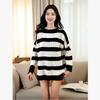 Dopamine Mid-length Black and White Striped Sweater Korean Style Slim Sweater