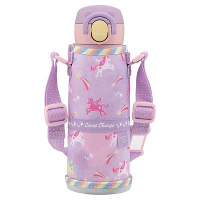 ZOJIRUSHI Wasserflasche, Kinderbecher mit Kordel, Pendlerbecher, nahtloser Becher, One Touch, 480 ml, Einhorn-Lila, Deckel und Dichtung integriert, SM-UA48-VZ