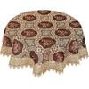 Simhomsen Винтажная бордовая кружевная скатерть с вышивкой, круглая, 54 дюйма