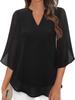 Casual Summer New Women's Floral Sleeve Top Loose V-Neck Chiffon Shirt