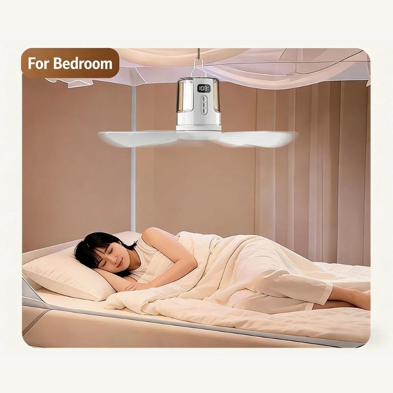 Ventilatori da Soffitto Portatili da Campeggio da 10800mAh Circolatore d'Aria per Tenda Raffrescatore Elettrico Ricaricabile da Esterno Luce LED Telecomando