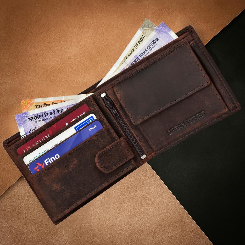 Zeus Vintage Leather Bi-Fold Wallet for Men, 6 Card Slot