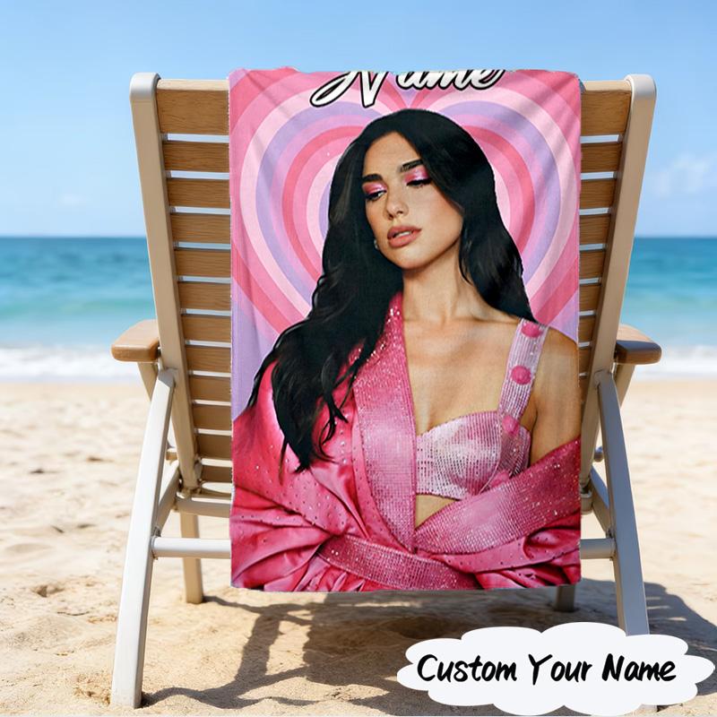 1PC Custom Name Pink Heart Fashion Ayliva Heart Beach Towel, Lightweight Quick-Dry for Man Woman, for Summer Travel, Swimming Pool Birthday Gift