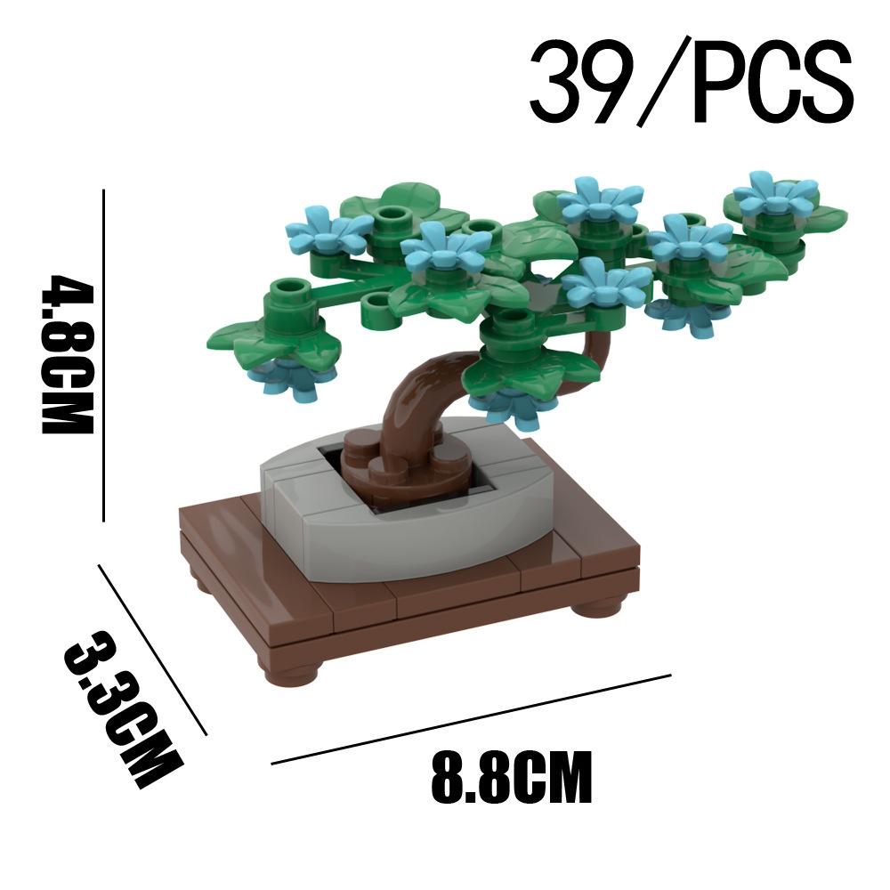 Malé Částice Skládací Stavebnice Květinová Koule Borovice v Květináči Pěti-květý Kytice Doplněk Scény Zahradní Rostlina Ozdoba