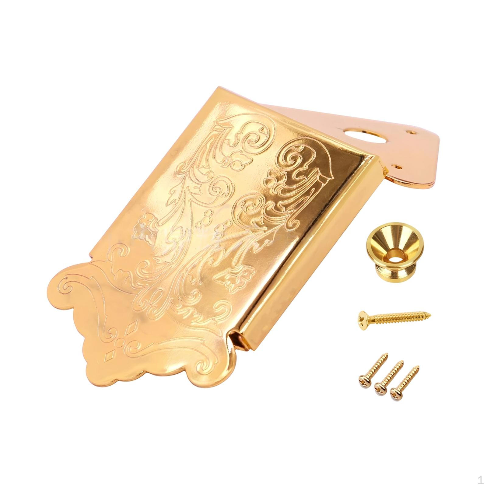 

8 String Mandolin Tailpiece Replacement Closed Structure Sturdy Elegant with Mounting Screws Metal золотой