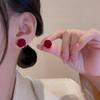 Mini Delicate Flocking Plush Rose Stud Earrings for Women Girls Romantic Wedding Valentine's Day Zircon Accessories Gift Cute