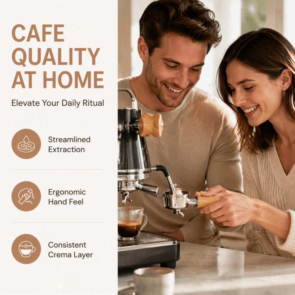 2 Ears Design 51mm Coffee Portafilter Wood Handle Single Layer Portafilter  Espresso Making