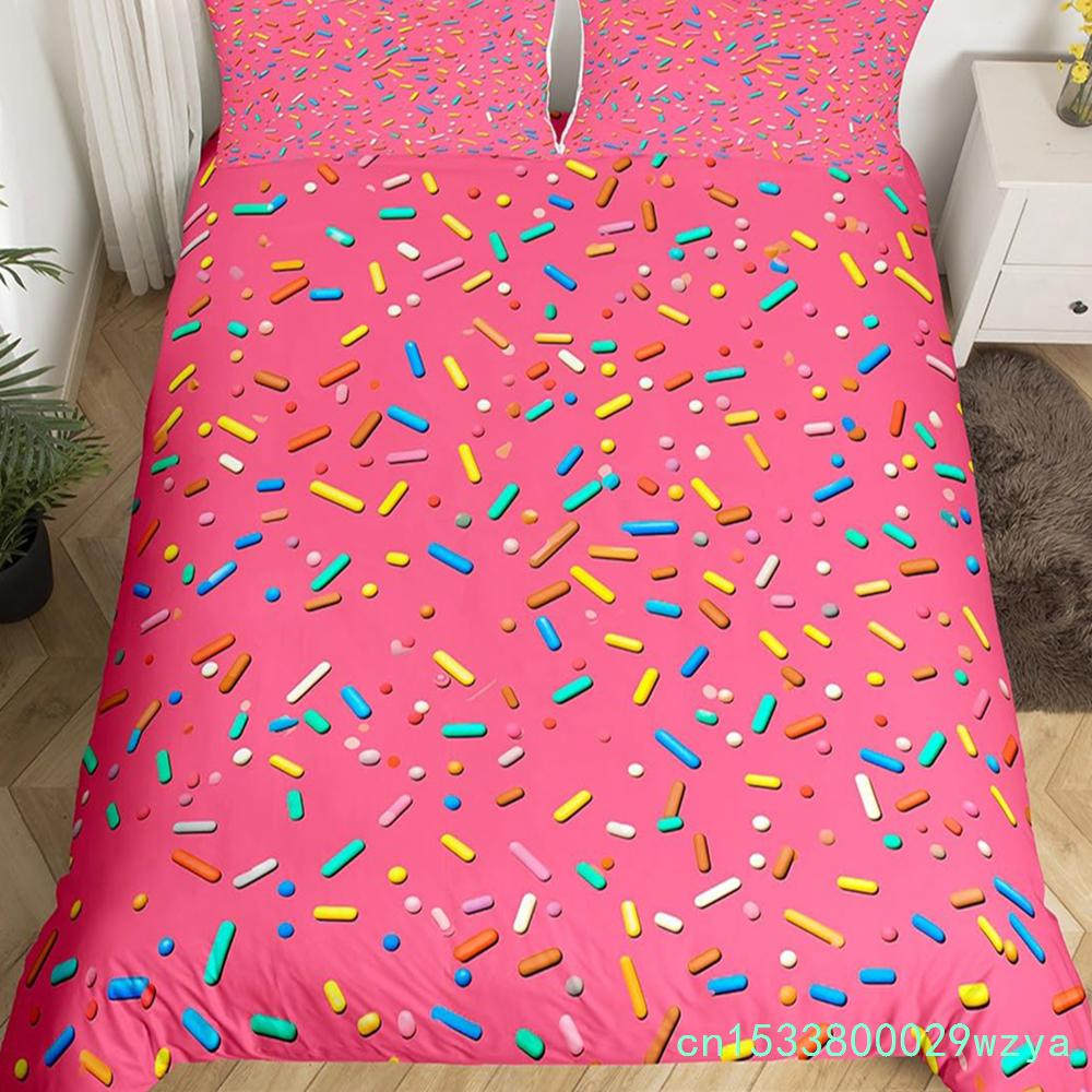 Donuts Bedding Duvet Cover Chocolate Doughnut Bedding Set Black White Comforter Cover Microfiber Whimsical Dessert Quilt Cover