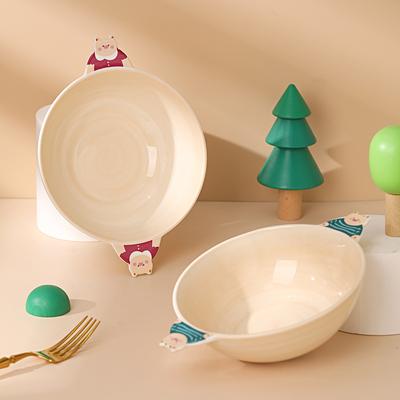 Cartoon Children'S Ceramic Bowl, Cute Bear Binaural Anti-Scalding Large-Capacity Rice Bowl, Household Tableware, Fruit High-Value Bowl